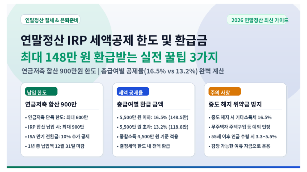 연말정산 IRP 세액공제 한도 환급금 비교 썸네일