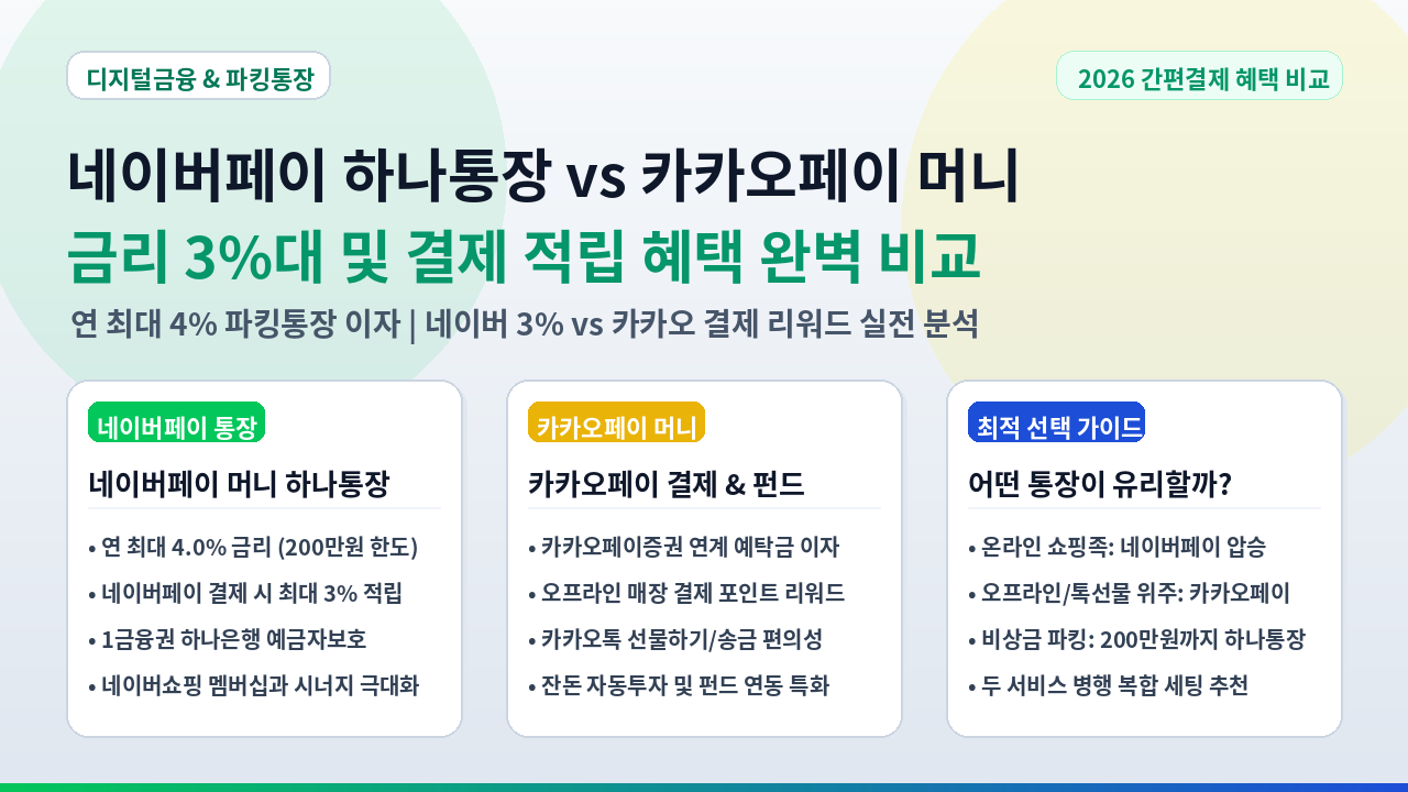 네이버페이 하나통장 vs 카카오페이 머니 비교 썸네일