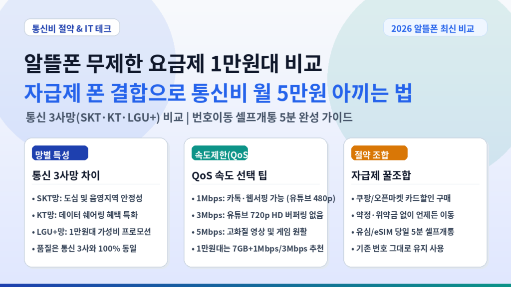 알뜰폰 무제한 요금제 1만원대 비교 인포그래픽