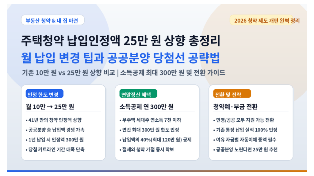 주택청약 납입인정액 25만 원 상향 및 공공분양 당첨선 썸네일