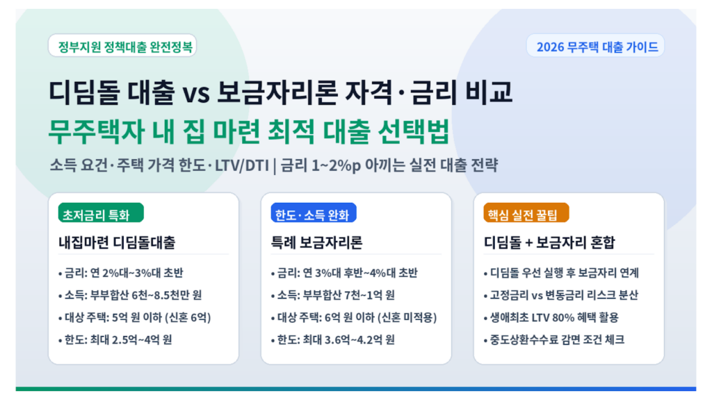 디딤돌 대출 vs 보금자리론 자격 금리 비교 썸네일