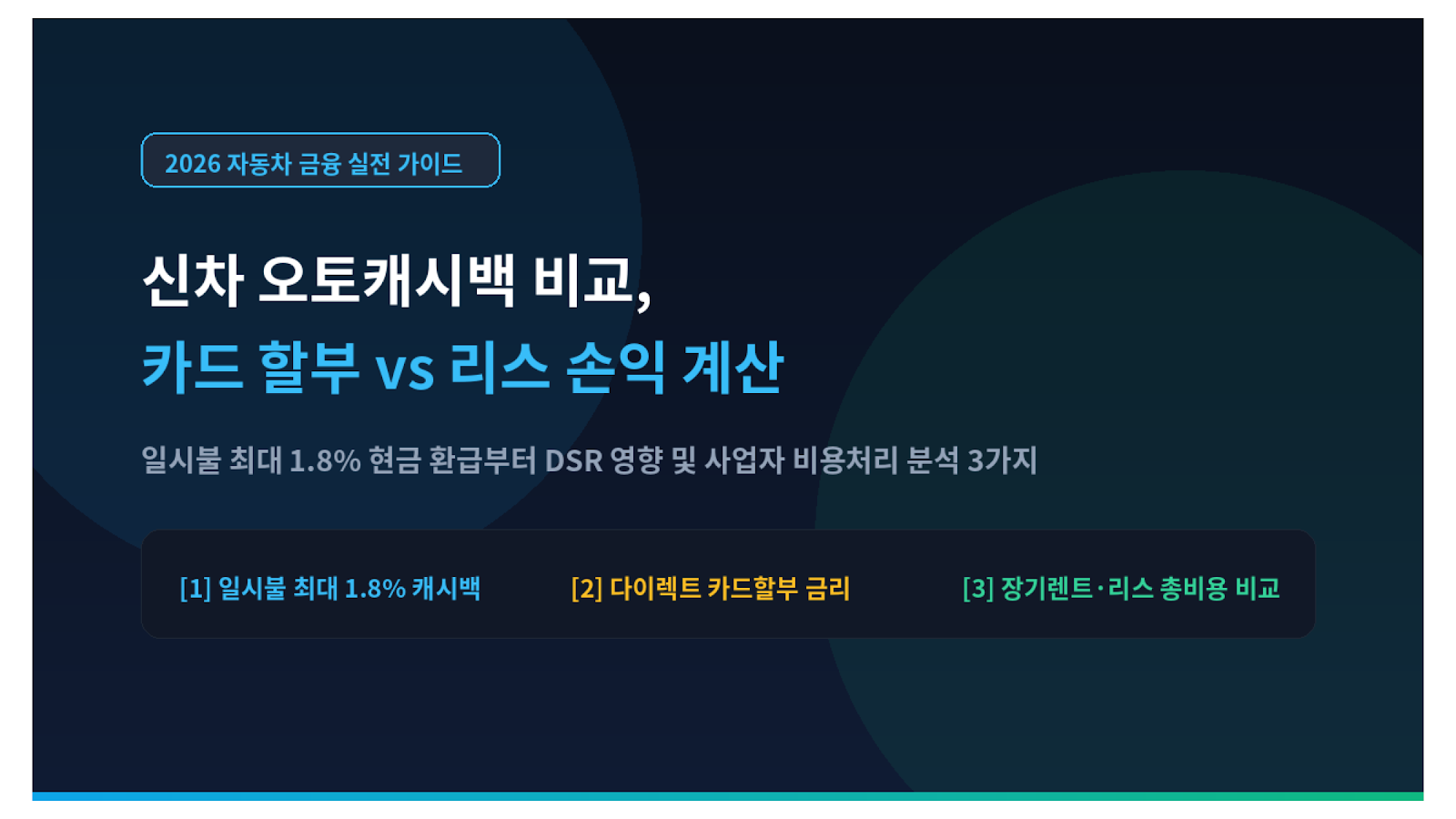 신차 오토캐시백 비교 및 카드 할부 리스 손익 계산 미니멀 썸네일