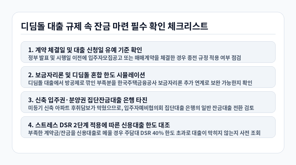 수도권 디딤돌 대출 규제 속 잔금 마련 필수 확인 체크리스트 인포그래픽