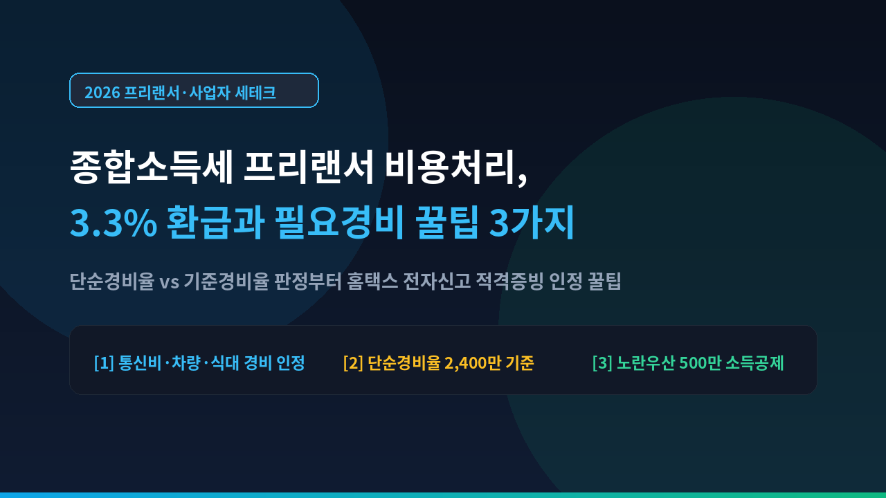 종합소득세 프리랜서 비용처리 및 3.3% 환급 꿀팁 미니멀 썸네일