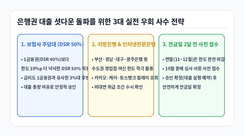 은행권 연말 대출 총량 관리 돌파를 위한 3대 실전 우회 사수 전략 인포그래픽