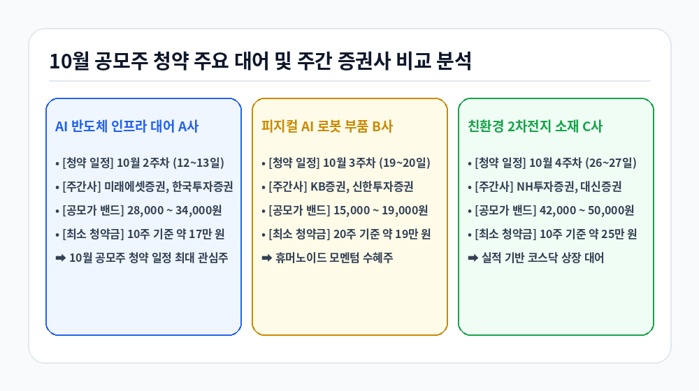 10월 공모주 청약 일정 주요 종목 및 주간 증권사 비교 인포그래픽
