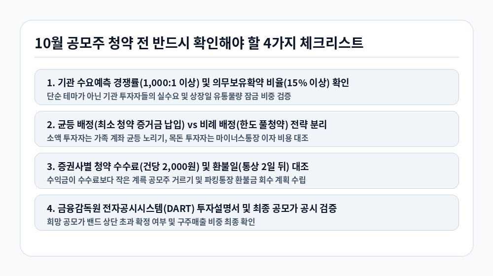 10월 공모주 청약 일정 청약 전 필수 확인 체크리스트 인포그래픽