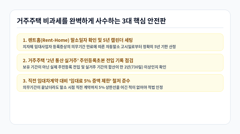 거주주택 비과세 사수 3대 핵심 안전판 인포그래픽